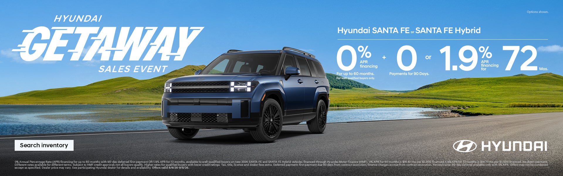 0% APR for 60 mos. + 0 Payments for 90 Days or 1.9% APR for 72 mos.